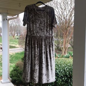 Sign Here Silver Velvet Dress XL